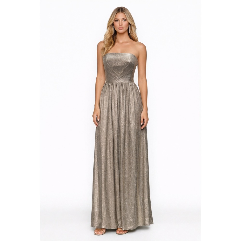 New! Dress the Population Gold‎ Corset Boning Long Gown Dress Size Small